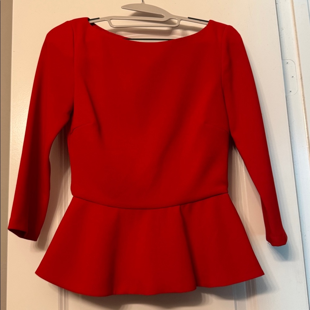 Alice + Olivia Red Peplum Blouse XS